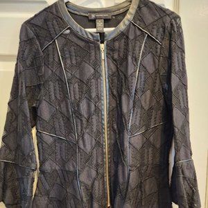 INC BLACK LACE PEPLUM JACKET WITH LEATHER DETAILING - NEW WITH TAGS